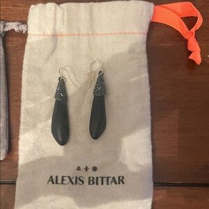 Alexis Bittar Black and Silver Teardrop Earrings